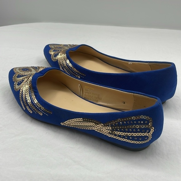 NWOB. Olivia Miller 7 Glitter Sequined Flats. - Picture 6 of 9